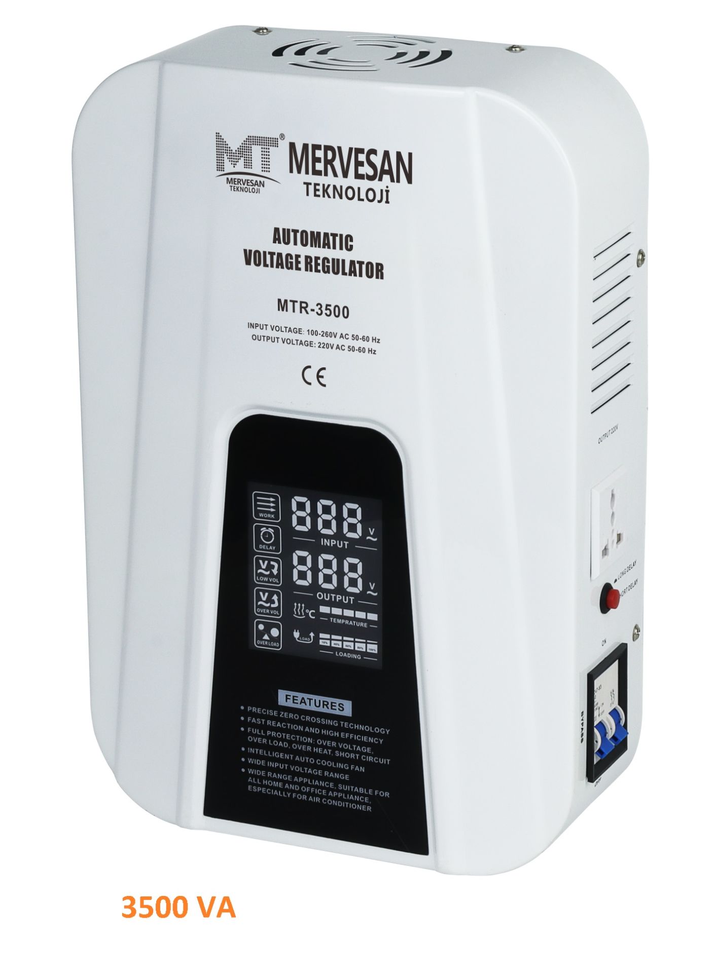 3,5 KVA REGÜLATÖR MONO FAZ VOLTAJ AYARLAYICI 3500VA    MERVESAN  MTR-3500