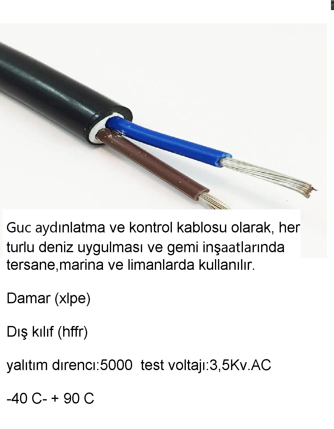 2X1,5 MARİN KABLO KALAYLI BAKIR  MYY SİYAH