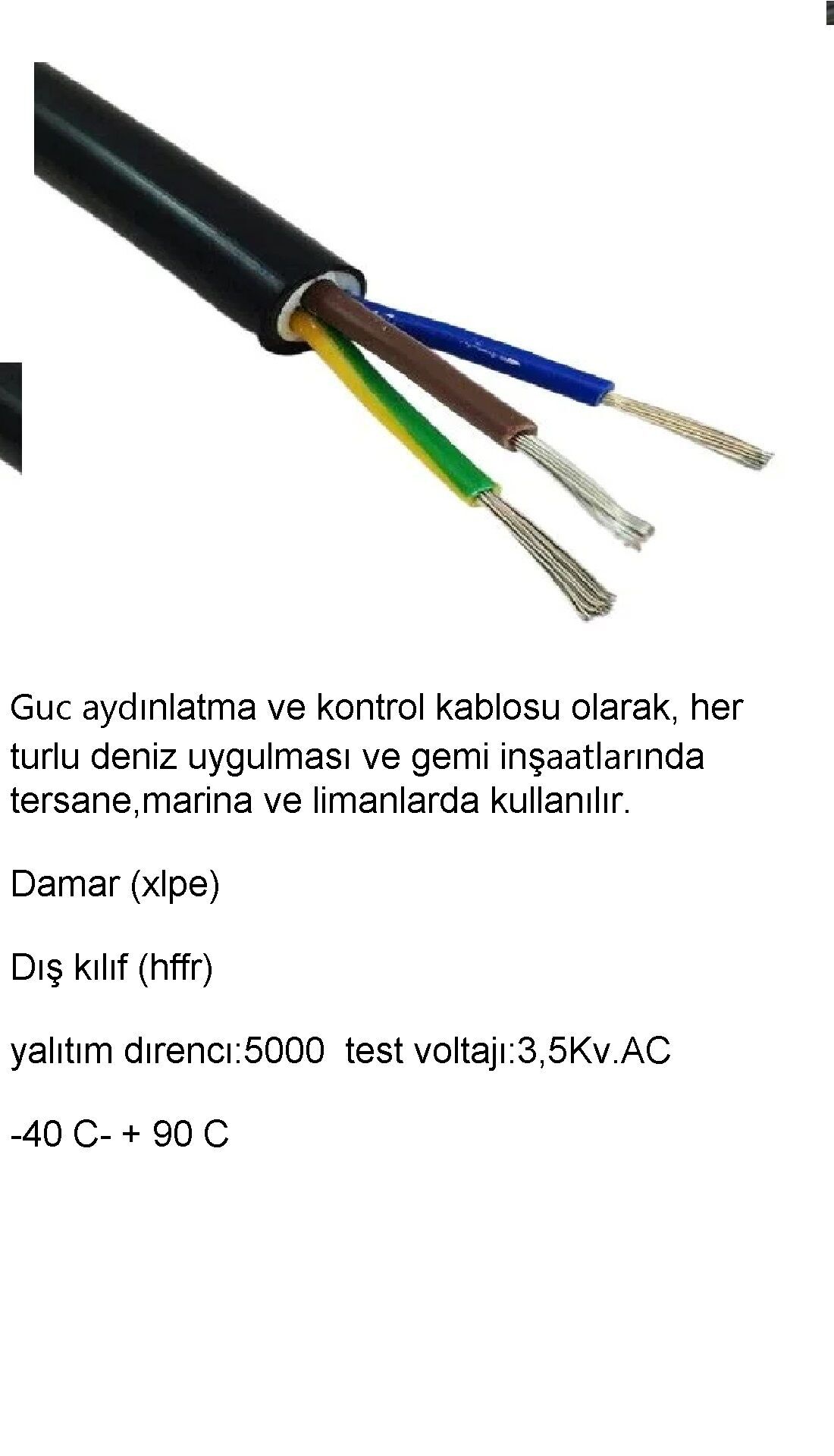 3X1,5 MARİN KABLO KALAYLI BAKIR  MYY SİYAH